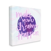Stupell Industries Inspirational Dreams Happen Stars Purple Sky Quote Canvas Wall Art Design by Jennifer Paxton Parker, 36 36