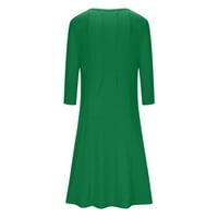 Vjenčanice za žene formalne duge rukave žene Moda Slim Fit udobno dugme V-izrez jednobojna Ležerna haljina zelena M