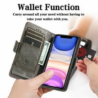 Futrola za iPhone Mini poklopac kožni novčanik Folio dizajn futrole Flip magnetno zatvaranje-siva