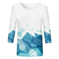 DRPGunly majice za žene casual okrugli vrat Tromjesečni majica s rukavima Top šareni gradijent geometrijski