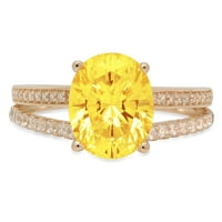 3.28 ct ovalni rez žuti simulirani dijamant 18k žuto zlato godišnjica zaručnički prsten veličine 8.75