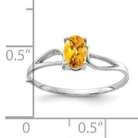 Primalni zlatni karatski bijeli zlatni 6x ovalni citrinski prsten