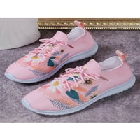 Daeful Ladies Flats Comfort Sneakers Pertle Casual Shoe Breathable Floral Slip On Sneaker Women Low Top Walking Shoes Pink 4.5