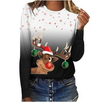 Žene Božićne dukseve vesele i svijetle košulje Retro Santa Grafički vrhovi Party bluza Božićni 3D jeleni