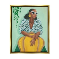 Stupell Elegantna Žena Trendi Portret Ljepota I Moda Slikarstvo Zlatni Plutač Uokvireni Art Print Wall