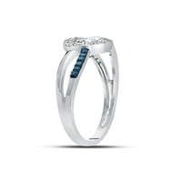 Jewels 10kt Bijelo zlato žene okrugla plava boja Enhanced Diamond Capted Heart Ring Cttw