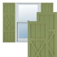 Ekena Millwork 12 W 51 H True Fit PVC centar X-Board Seoska kuća fiksni kapci, mahovina zelena