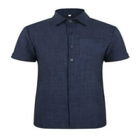 Muške Kratke Rukave Uzročno - Poslovna Bluza Bluza Sa Reverom Pamučne I Lanene Košulje