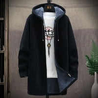 Ikevan muški kaputi duga jakna vanjska odjeća sa kapuljačom zimska kapuljača Casual hladna zaštita crna 6