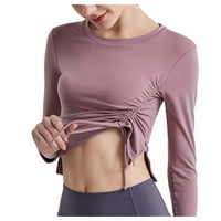 FreshLook ženski Casual kratki rukav ženska Vježba Yoga bluza kratkih rukava, podizanje abdomena i podizanje bokova jednodijelna Yoga haljina sa vezicama, Hot Pink S
