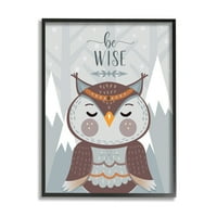 Budite Mudri Citiraj Loveable Owl Snežne Planine Uokvirena Slika Art Print