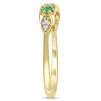 Miabella ženska karat t.g.w. Kreirani smaragdni i dijamantski akcent 10kt žuti zlatni polu vječni prsten