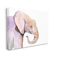 Happy Elephant Smile Purple Safari Animal Painting Canvas Art Print
