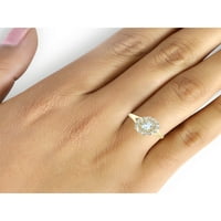 Zlatariclub Carat T. G. W. akvamarin i bijeli dijamant Accent 14k zlato preko srebrnog prstena