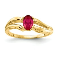 Čvrsti 14k zaručnički prsten od žutog zlata 6x Ovalni Rubin veličine 5