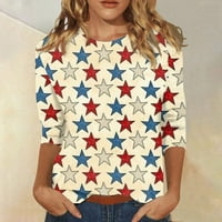 Klirens vrhovi za žene okrugli izrez štampana bluza Dan nezavisnosti žene bluze rukav Moda, žuta, L