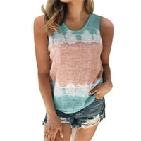 drpgunly Summer Tops Tie Dye boja Tops Crew Neck Block Tanks Weeveless Womens Fashion Women's bluza out