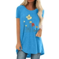Cotonie ženske modne ležerne tiskarske majice kratki rukav labav tee vrhovi tuničke bluze Velika prodaja m