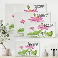 Dva Pink Lotos Cvijeća Sa Zelenim Listovima Painting Canvas Art Print
