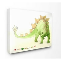 Dječija soba od dinosaurusa Stupell i voća zelena žuta dječja rasadnika slika na platnu zid Art by the