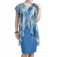 Dyfzdhu ljetne haljine za žene plus veličine digitalni tiskani flutter rukav šifon haljina ljetna moda