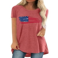 Avamo majica za žene s printom američke zastave Tee kratki rukav majica ženska Casual pulover plaža tunika bluza siva l