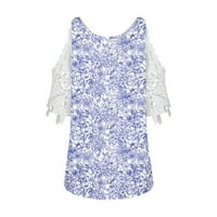 Bluze za žene Dressy Casual kratki rukav V-izrez ljetne cvjetne majice S