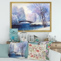 Most reke za meandering sa zimskim krajolikom III uokvirenog slikarskog platna Art Print