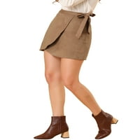 Jedinstvena povoljna ženska Fau antilop kravata sa strukom A-Line Wrap kratka Mini suknja