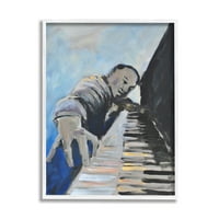 Stupell Industries pijanista Blues muzičar ekspresivno slikarstvo moderno slikarstvo Bijelo uokvireno Art Print Wall Art, 14, Dizajn Allayn Stevens