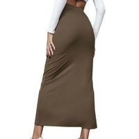 Ženske suknje ženska svestrana polu suknja jednobojna elastična umotana Hip suknja Split suknja, kafa