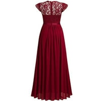 Haljina za žene, šifon haljina šifon šiva čipkasta haljina djeveruše večernje haljine žene Red XL