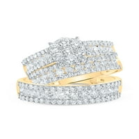 14kt žuto zlato njegov njen okrugli dijamant klaster podudaranje vjenčanje Set 2-Cttw
