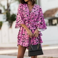 PHONESOAP ženske haljine ljetni casual v izrez cvjetni geometrijski print uzorak kratkih rukava haljina za žene ružičaste
