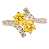 1.98ct okrugli rez žuta simulirana dijamantska 18k žuta zlatna godišnjica Angažovane prstene veličine 3.5