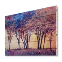 PROIZVODNJA Šarene plave stabla apstraktni šumski pejzažni moderni print na prirodnom borovom šumu