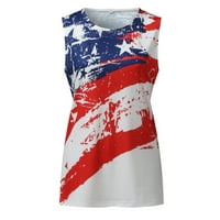 Shiusina Womens Ručno oslikana američka košulja za zastavu V izrez TEE majica Pulover kratki rukav vrhom