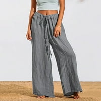 symoid ženske Casual pantalone-Casual čvrste pantalone udobne StretchCasual pantalone pune dužine sive XL