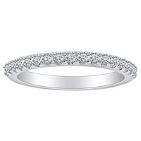 Karatni okrugli rez bijeli prirodni dijamant vječnost vjenčani prsten u 14k masivnom bijelom zlatu veličina prstena-8.5