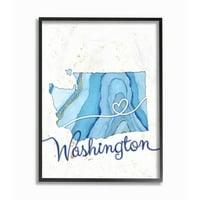 Stupell Industries Washington ahat plavi američki državni dizajn uokvirena zidna Umjetnost Ziwei Li
