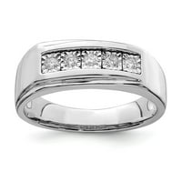 Bijeli srebrni prsten bend muški dijamant Rodijum polirani Dijam