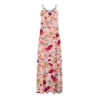 Ljetne haljine za žene Casual V-izrez Boho štampana haljina cvjetna plaža duga Maxi haljina sa džepovima