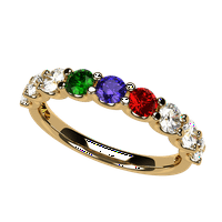 Nana U'r porodični majčinski prsten 1-više kamen za odrasle ženski rođendanski kamen, 10k žuto zlato, veličina kamena 7