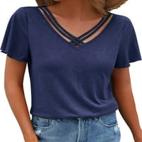 Grianlook dame T-shirt kratki rukav ljetni vrhovi jednobojna majica dnevna odjeća tunika bluza udobna