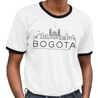 Skyline Bogota Kolumbija Ringer Tee Shirt Unise 2x-veliki bijeli crni