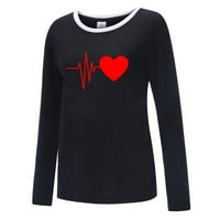 Slatka Valentinovo majice pokloni za žene Love Heart Print Tops Crewneck Dugi rukav grafički Tee Tops