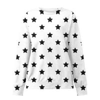 Ženski okrugli vrat Casual Stars štampane tunike labave navlake za duge rukave prevelike pulover Crew