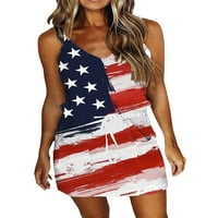 NIUER WONGE Ljeto plaža Sendress US Zastava Ispis Kratke mini haljine V CAT klizačka haljina Dvostruke