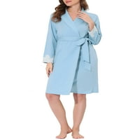 Unique Bargains ženska pidžama ogrtač za spavanje čipkasta spavaćica sa kravatom za struk