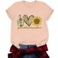 Ženski Mir Love Sunshine Shirt Casual Boja Suncokretov Print Kratke Rukave Ljetne Modne Labave Majice